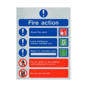 Stainless Steel Fire Action Notice Sign